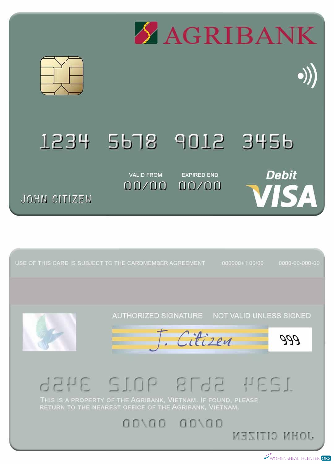 Download Vietnam Agribank visa debit card Photoshop template